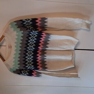 Mossimo Supply Co. Cream and Multicolor Chevron Sweater